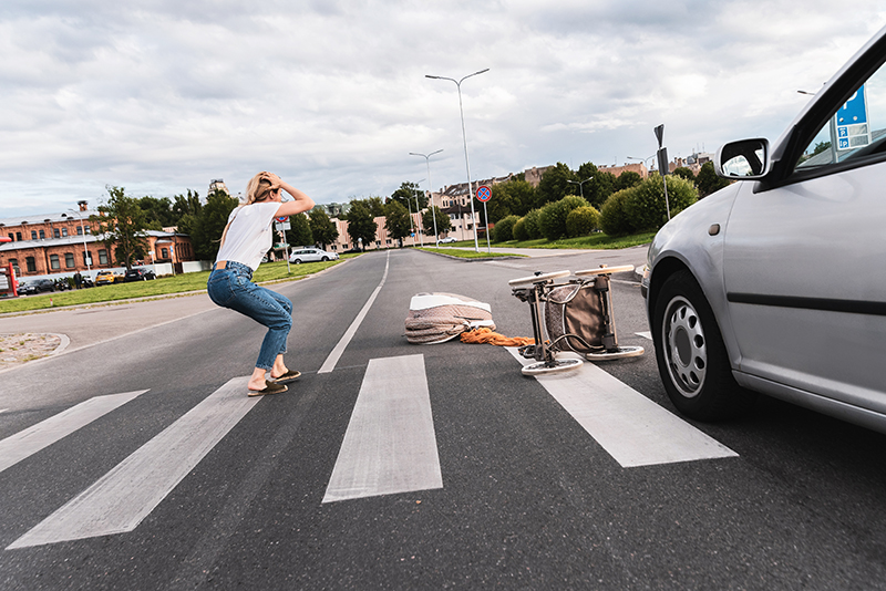 Pedestrian in crosswalk in an automobile accident